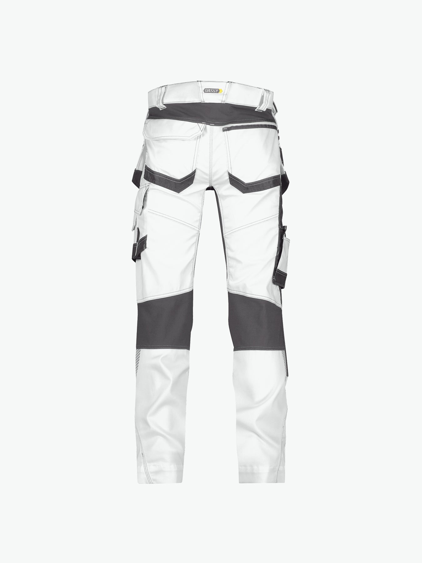 Dassy Flux Painters Schildersbroek met stretch, holsterzakken en kniezakken - Wit/Antracietgrijs Werkbroek Dassy