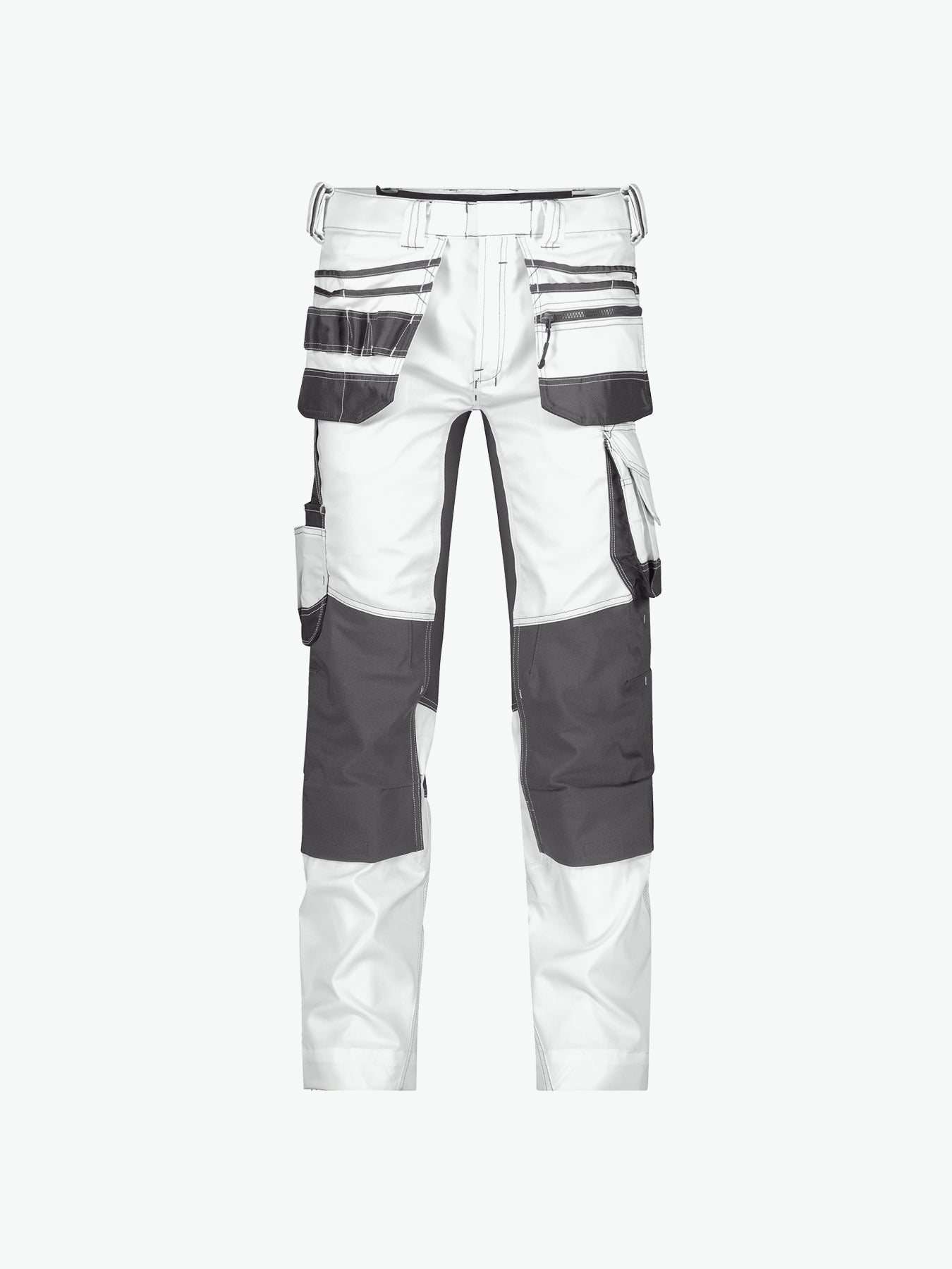 Dassy Flux Painters Schildersbroek met stretch, holsterzakken en kniezakken - Wit/Antracietgrijs Werkbroek Dassy