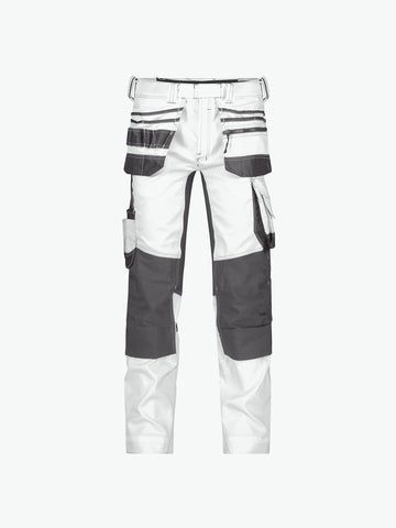 Dassy Flux Painters Schildersbroek met stretch, holsterzakken en kniezakken - Wit/Antracietgrijs Werkbroek Dassy