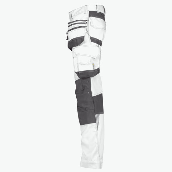 Dassy Flux Painters Schildersbroek met stretch, holsterzakken en kniezakken - Wit/Antracietgrijs Werkbroek Dassy