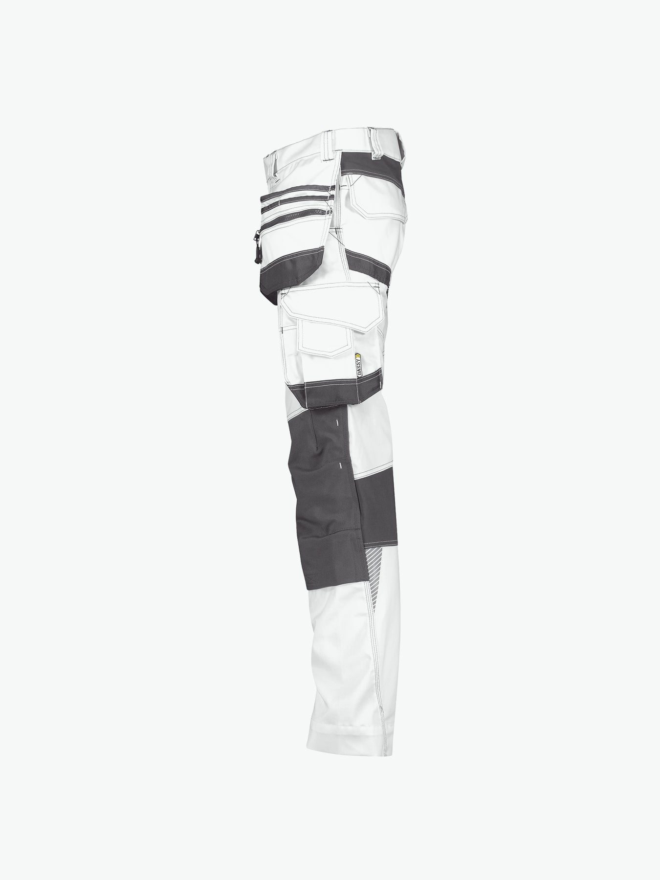 Dassy Flux Painters Schildersbroek met stretch, holsterzakken en kniezakken - Wit/Antracietgrijs Werkbroek Dassy