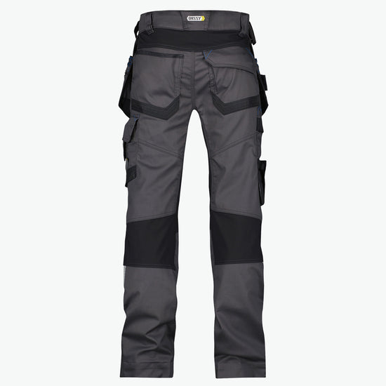 Dassy Flux Holsterzakkenbroek met stretch en kniezakken - Antracietgrijs/Zwart Werkbroek Dassy