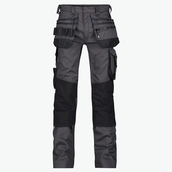 Dassy Flux Holsterzakkenbroek met stretch en kniezakken - Antracietgrijs/Zwart Werkbroek Dassy