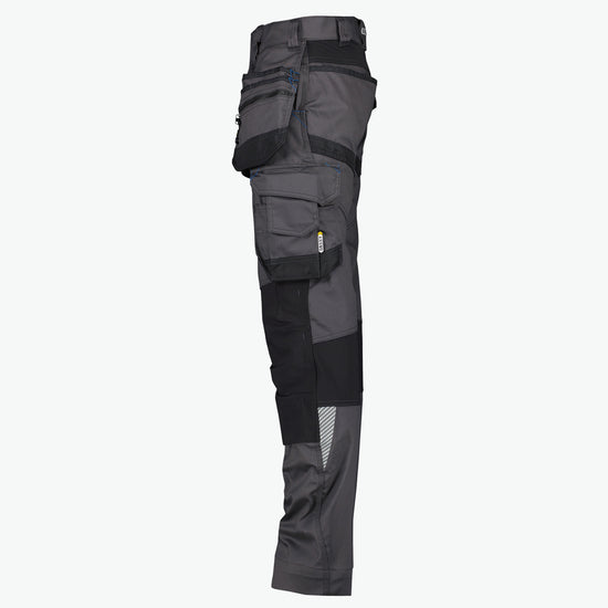 Dassy Flux Holsterzakkenbroek met stretch en kniezakken - Antracietgrijs/Zwart Werkbroek Dassy