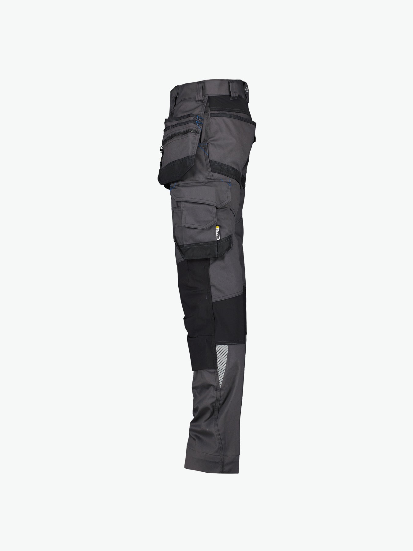 Dassy Flux Holsterzakkenbroek met stretch en kniezakken - Antracietgrijs/Zwart Werkbroek Dassy