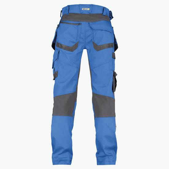 Dassy Flux Holsterzakkenbroek met stretch en kniezakken - Azuurblauw/Antracietgrijs Werkbroek Dassy