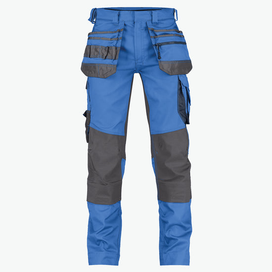 Dassy Flux Holsterzakkenbroek met stretch en kniezakken - Azuurblauw/Antracietgrijs Werkbroek Dassy