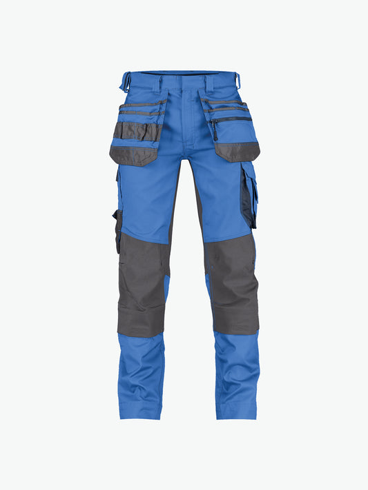 Dassy Flux Holsterzakkenbroek met stretch en kniezakken - Azuurblauw/Antracietgrijs Werkbroek Dassy