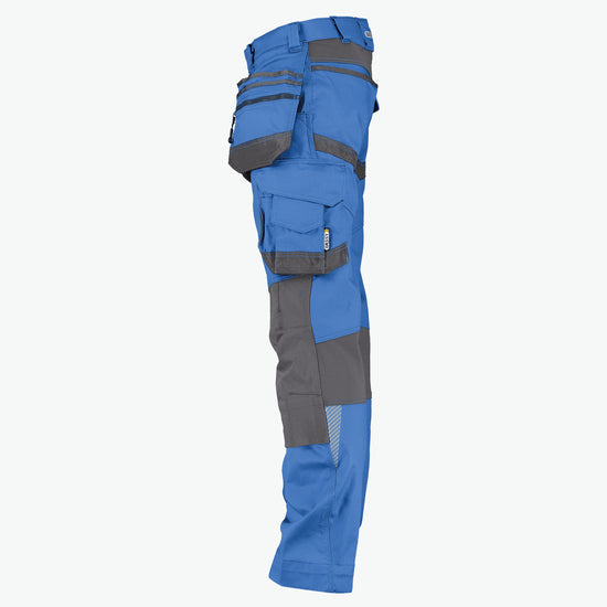 Dassy Flux Holsterzakkenbroek met stretch en kniezakken - Azuurblauw/Antracietgrijs Werkbroek Dassy