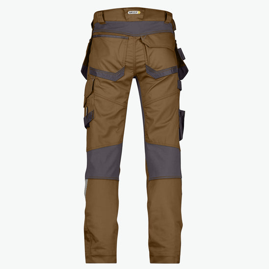 Dassy Flux Holsterzakkenbroek met stretch en kniezakken - Leembruin/Antracietgrijs Werkbroek Dassy