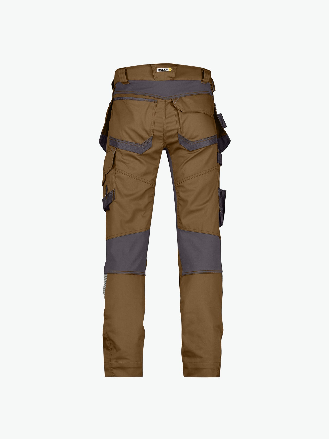 Dassy Flux Holsterzakkenbroek met stretch en kniezakken - Leembruin/Antracietgrijs Werkbroek Dassy