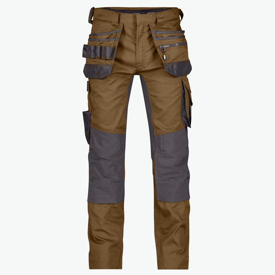 Dassy Flux Holsterzakkenbroek met stretch en kniezakken - Leembruin/Antracietgrijs Werkbroek Dassy