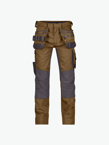Dassy Flux Holsterzakkenbroek met stretch en kniezakken - Leembruin/Antracietgrijs Werkbroek Dassy