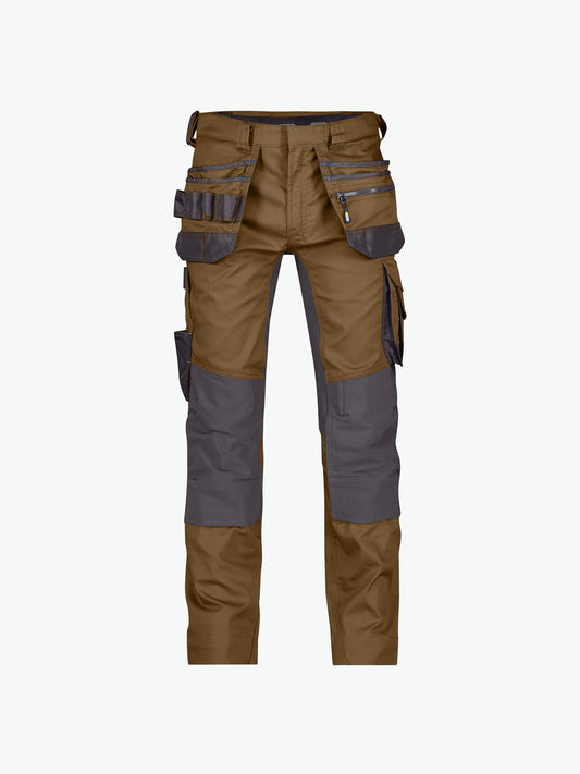Dassy Flux Holsterzakkenbroek met stretch en kniezakken - Leembruin/Antracietgrijs Werkbroek Dassy