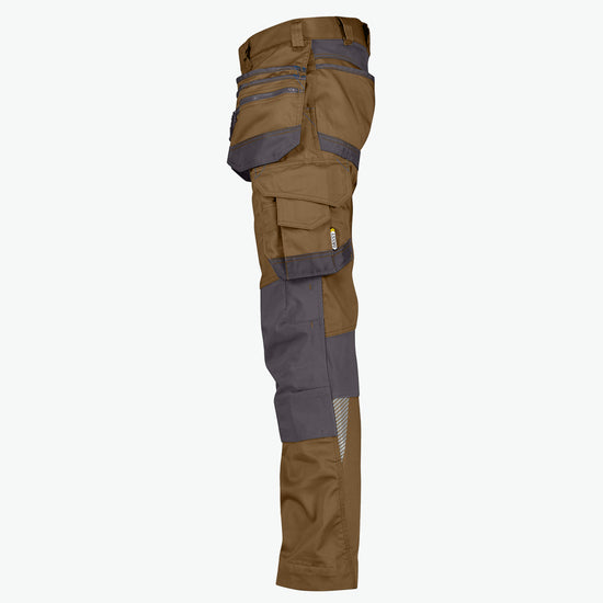 Dassy Flux Holsterzakkenbroek met stretch en kniezakken - Leembruin/Antracietgrijs Werkbroek Dassy