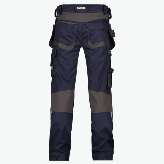 Dassy Flux Holsterzakkenbroek met stretch en kniezakken - Nachtblauw/Antracietgrijs Werkbroek Dassy