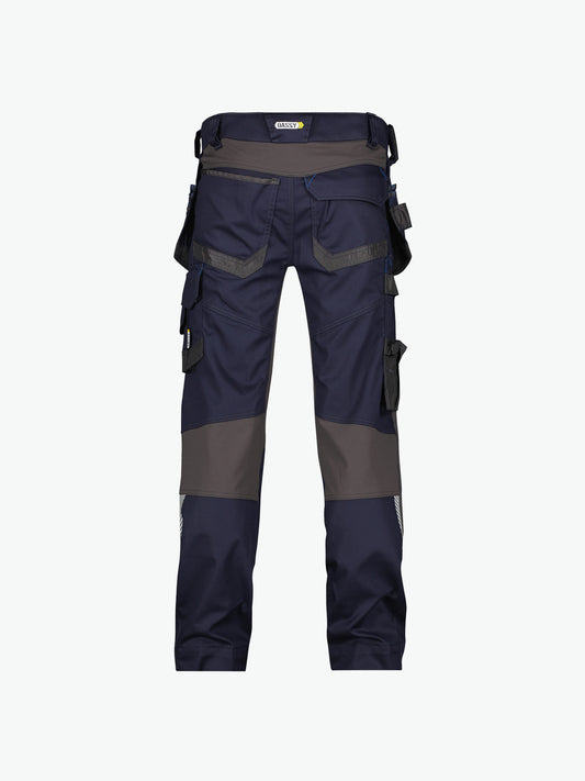 Dassy Flux Holsterzakkenbroek met stretch en kniezakken - Nachtblauw/Antracietgrijs Werkbroek Dassy