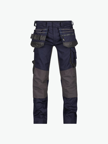 Dassy Flux Holsterzakkenbroek met stretch en kniezakken - Nachtblauw/Antracietgrijs Werkbroek Dassy