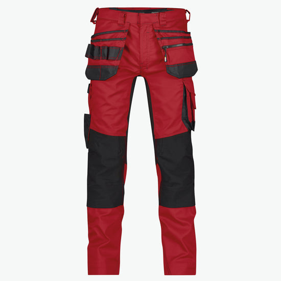 Dassy Flux Holsterzakkenbroek met stretch en kniezakken - Rood/Zwart Werkbroek Dassy