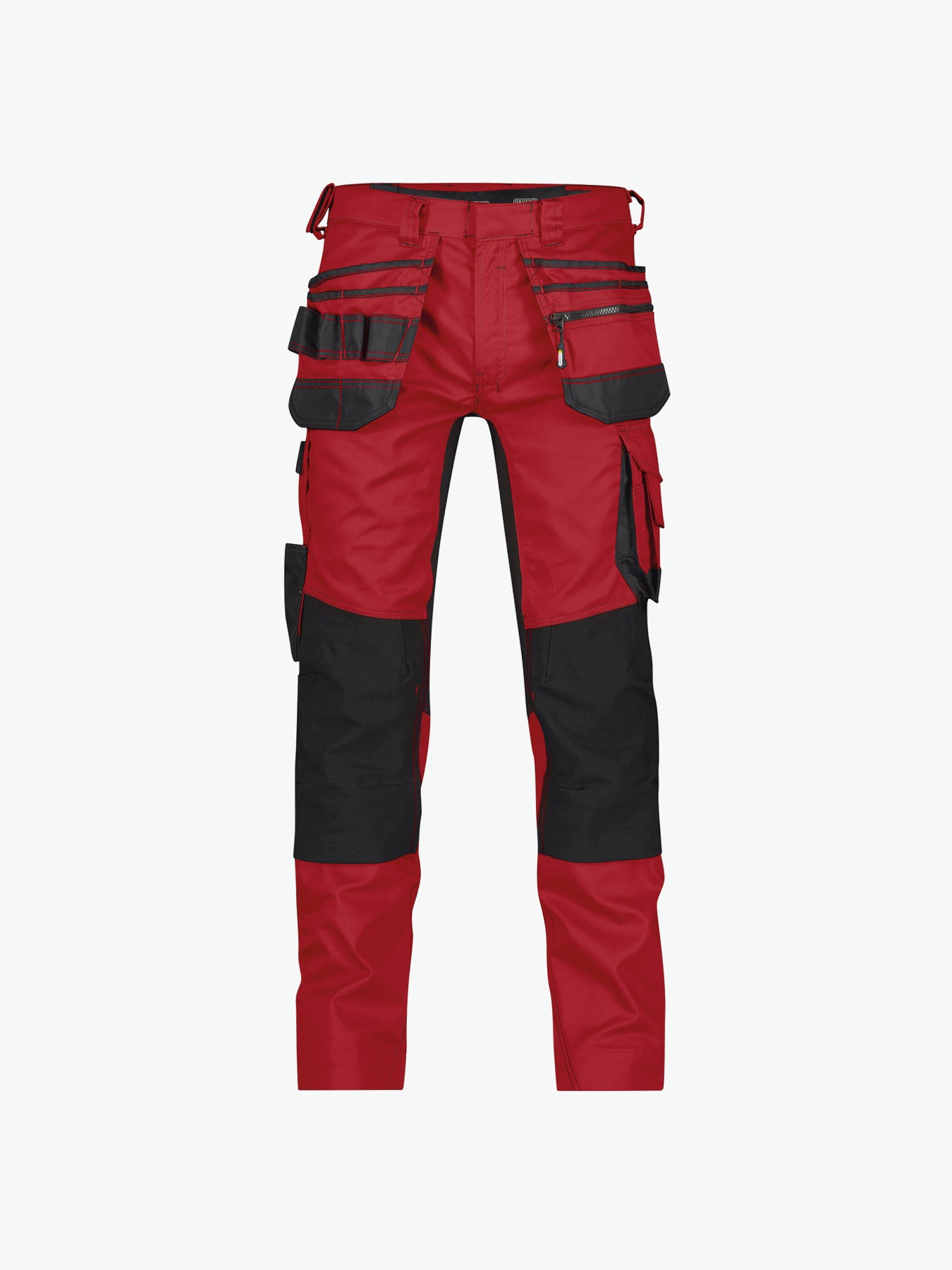 Dassy Flux Holsterzakkenbroek met stretch en kniezakken - Rood/Zwart Werkbroek Dassy