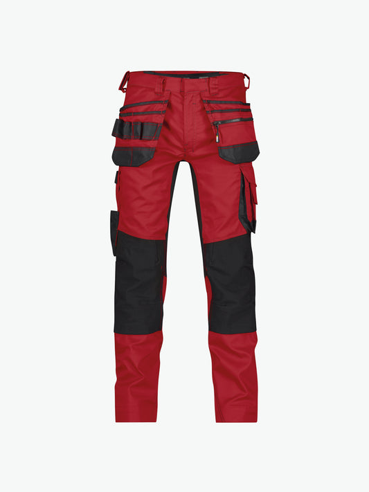 Dassy Flux Holsterzakkenbroek met stretch en kniezakken - Rood/Zwart Werkbroek Dassy