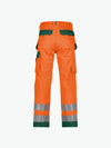 Dassy Glasgow Hogezichtbaarheidsholsterzakkenbroek met kniezakken - Fluo-Oranje/Flessengroen Werkbroek HiVis Dassy