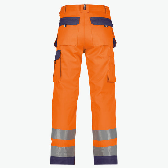 Dassy Glasgow Hogezichtbaarheidsholsterzakkenbroek met kniezakken - Fluo-Oranje/Marineblauw Werkbroek HiVis Dassy