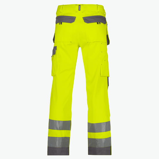 Dassy Glasgow Hogezichtbaarheidsholsterzakkenbroek met kniezakken - Fluogeel/Cementgrijs Werkbroek HiVis Dassy