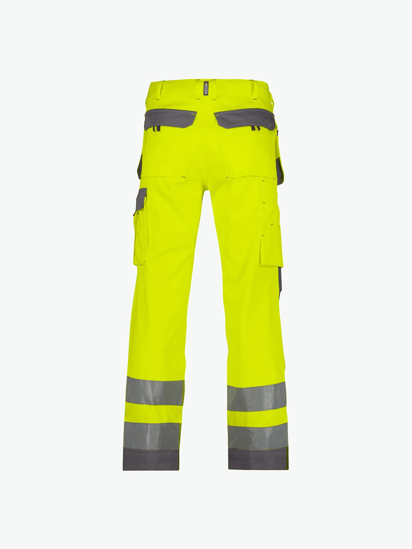 Dassy Glasgow Hogezichtbaarheidsholsterzakkenbroek met kniezakken - Fluogeel/Cementgrijs Werkbroek HiVis Dassy