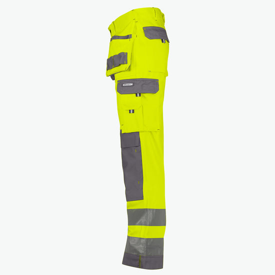 Dassy Glasgow Hogezichtbaarheidsholsterzakkenbroek met kniezakken - Fluogeel/Cementgrijs Werkbroek HiVis Dassy