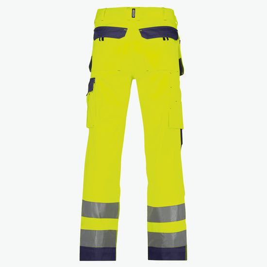 Dassy Glasgow Hogezichtbaarheidsholsterzakkenbroek met kniezakken - Fluogeel/Marineblauw Werkbroek HiVis Dassy