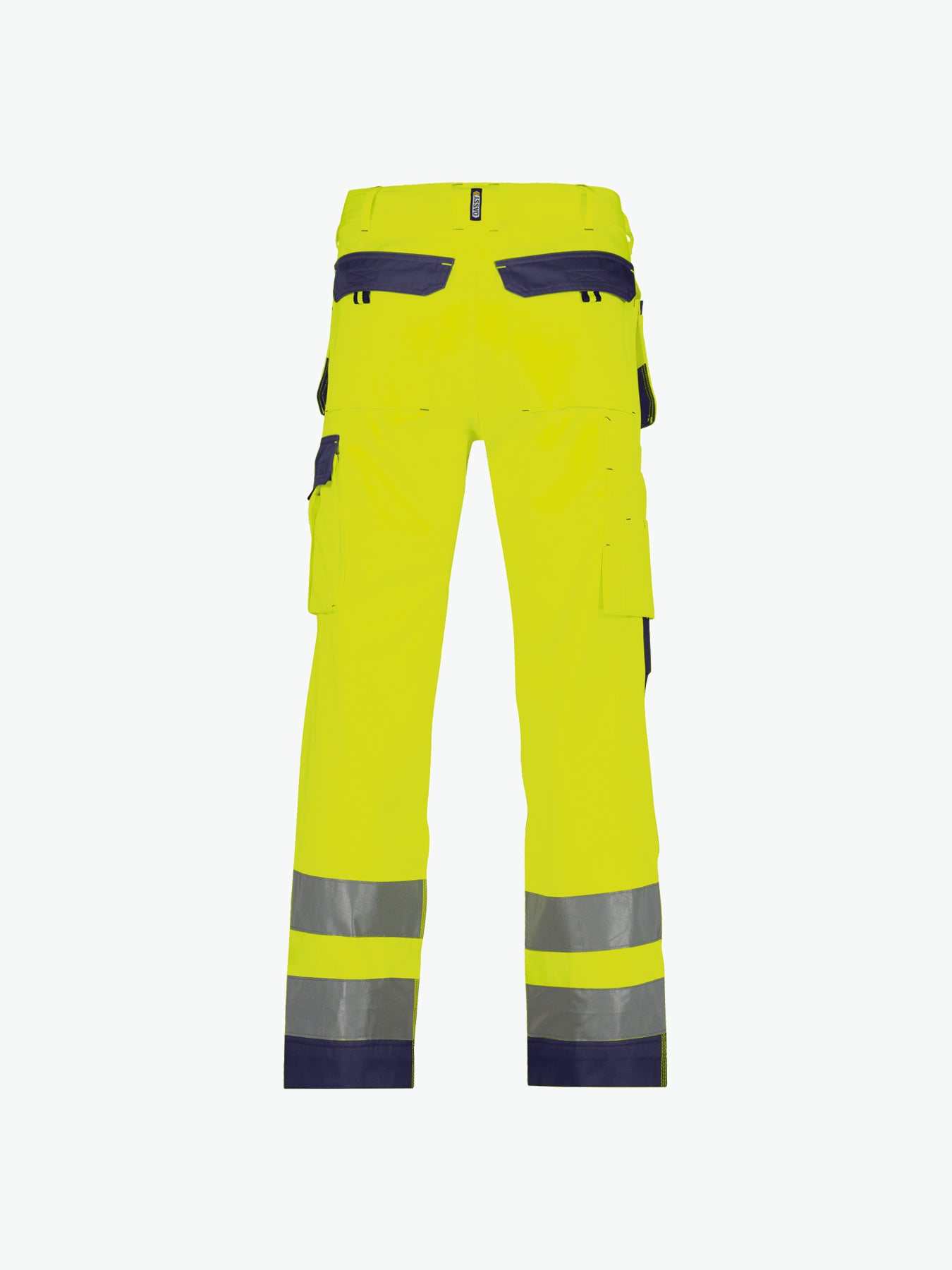 Dassy Glasgow Hogezichtbaarheidsholsterzakkenbroek met kniezakken - Fluogeel/Marineblauw Werkbroek HiVis Dassy