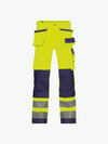 Dassy Glasgow Hogezichtbaarheidsholsterzakkenbroek met kniezakken - Fluogeel/Marineblauw Werkbroek HiVis Dassy