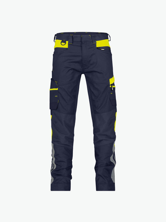 Dassy Hong Kong Werkbroek met stretch - Nachtblauw/Fluogeel Werkbroek Dassy