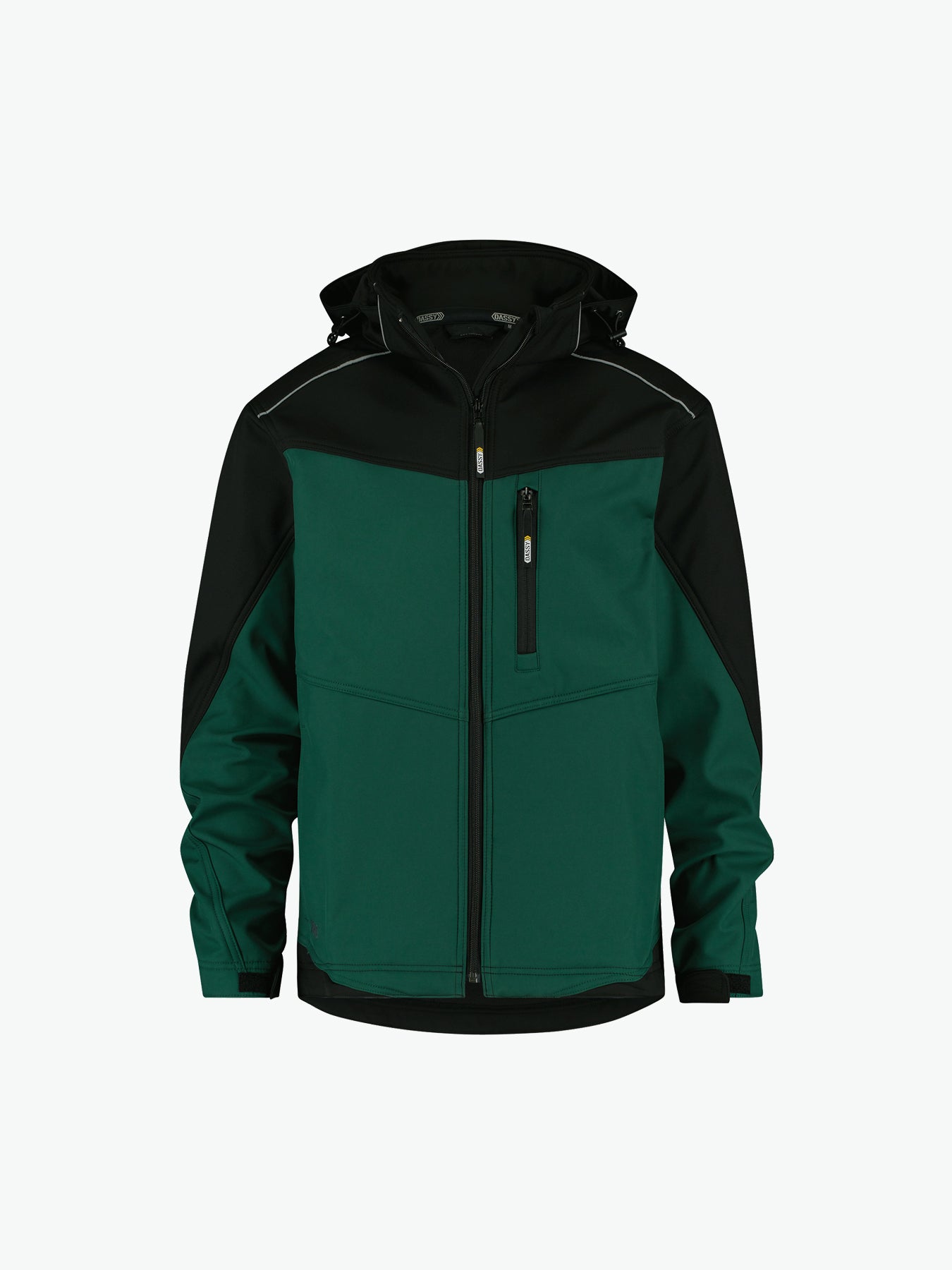 Dassy Jakarta Tweekleurige softshelljas - Flessengroen/Zwart Werkjas Softshell Dassy
