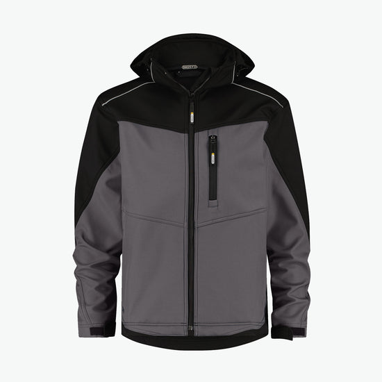 Dassy Jakarta Tweekleurige softshelljas - Cementgrijs/Zwart Werkjas Softshell Dassy