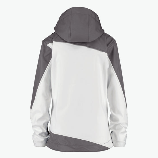 Dassy Jakarta Women Tweekleurige softshelljas voor dames - Wit/Cementgrijs Werkjas Softshell Dames Dassy