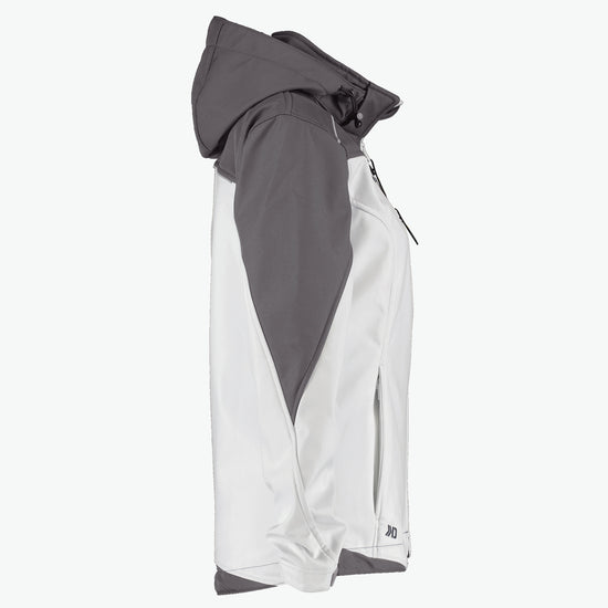 Dassy Jakarta Women Tweekleurige softshelljas voor dames - Wit/Cementgrijs Werkjas Softshell Dames Dassy