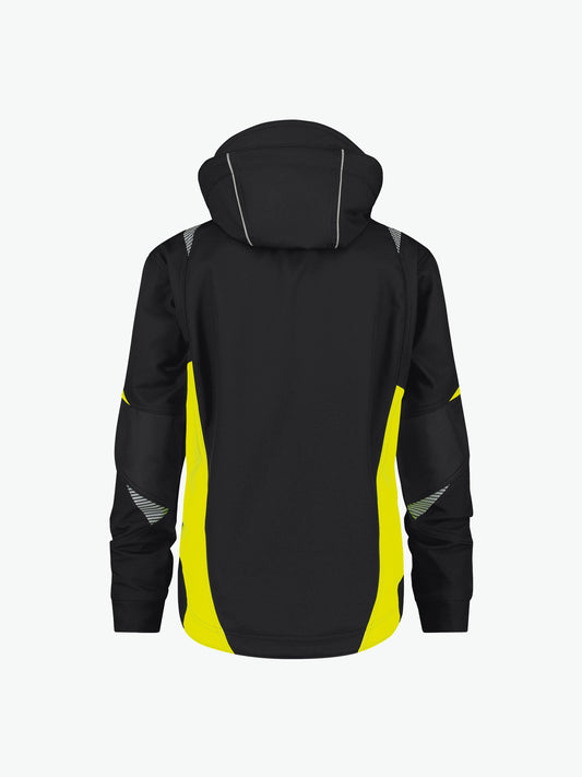 Dassy Kalama Softshelljas - Zwart/Fluogeel Werkjas Softshell Dassy