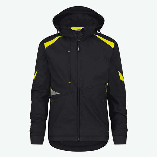 Dassy Kalama Softshelljas - Zwart/Fluogeel Werkjas Softshell Dassy