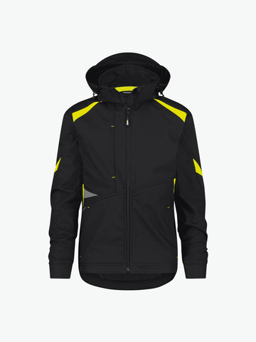 Dassy Kalama Softshelljas - Zwart/Fluogeel Werkjas Softshell Dassy