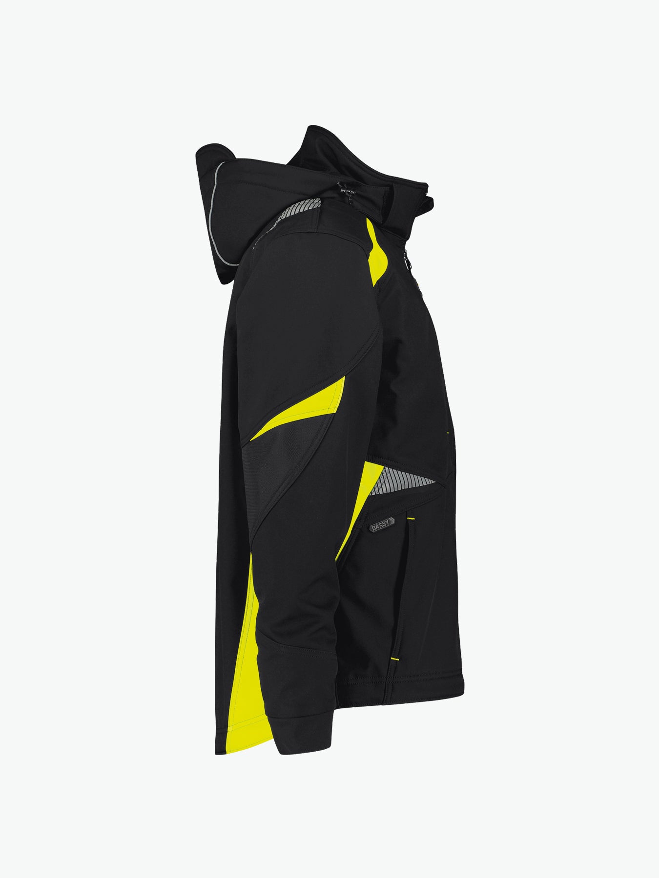 Dassy Kalama Softshelljas - Zwart/Fluogeel Werkjas Softshell Dassy