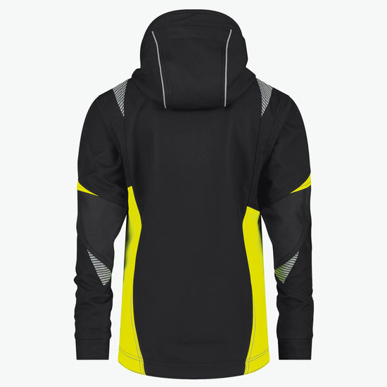 Dassy Kalama Women Softshelljas voor dames - Zwart/Fluogeel Werkjas Softshell Dames Dassy