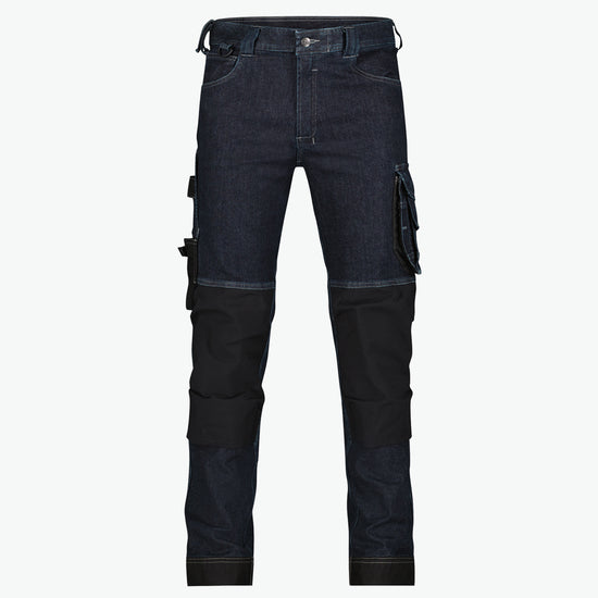 Dassy Kyoto Stretch werkjeans met kniezakken - Jeansblauw/Zwart Werkbroek Dassy