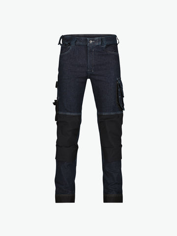 Dassy Kyoto Stretch werkjeans met kniezakken - Jeansblauw/Zwart Werkbroek Dassy