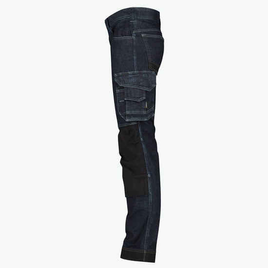 Dassy Kyoto Stretch werkjeans met kniezakken - Jeansblauw/Zwart Werkbroek Dassy