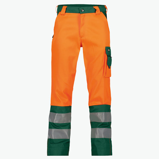 Dassy Lancaster Hogezichtbaarheidsbroek - Fluo-Oranje/Flessengroen Werkbroek HiVis Dassy