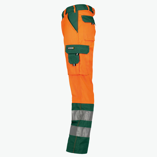 Dassy Lancaster Hogezichtbaarheidsbroek - Fluo-Oranje/Flessengroen Werkbroek HiVis Dassy