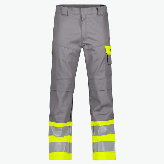Dassy Lenox Multinorm hogezichtbaarheidsbroek met kniezakken - Grafietgrijs/Fluogeel Werkbroek HiVis Dassy