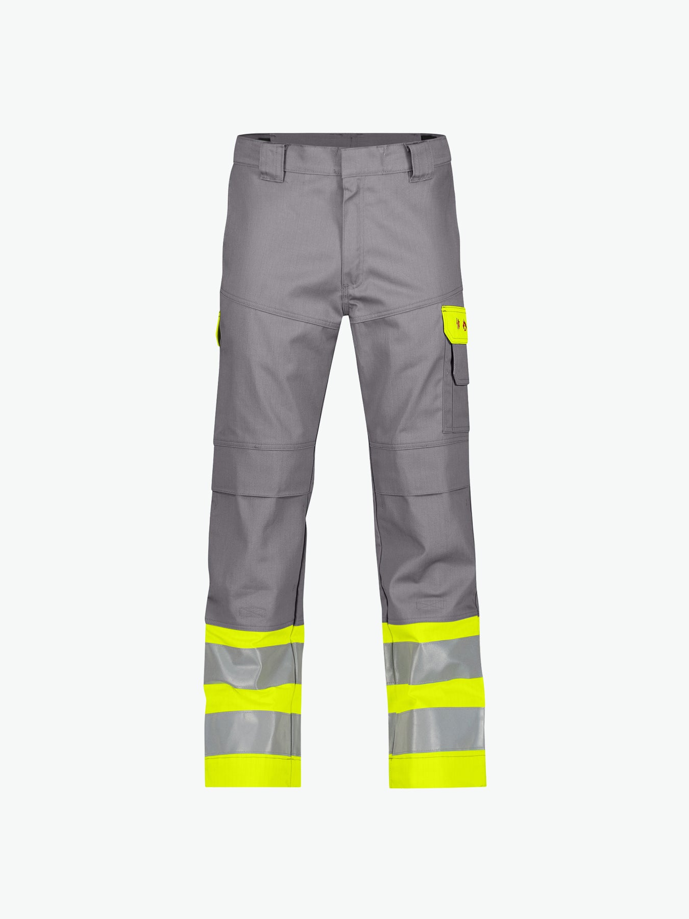Dassy Lenox Multinorm hogezichtbaarheidsbroek met kniezakken - Grafietgrijs/Fluogeel Werkbroek HiVis Dassy